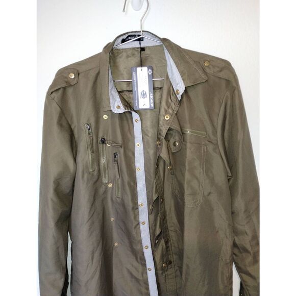 NWT Masorini AOWOFS Mens Jacket Brown Faux Vegan Moto Leather Jacket Zippers Zip - Picture 12 of 15